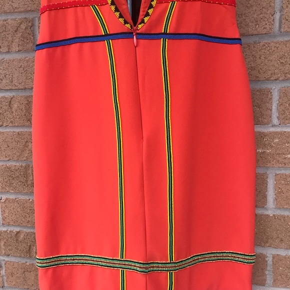 Red dress w embroidered beads, new, never worn, Nicole Milller, size 4 - Picture 5 of 7